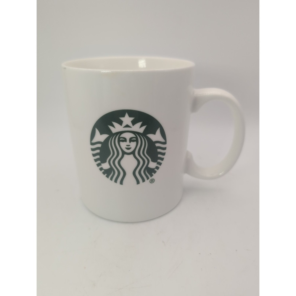 Classic Starbucks Coffee Mug 14 oz White China Green Mermaid Siren EUC